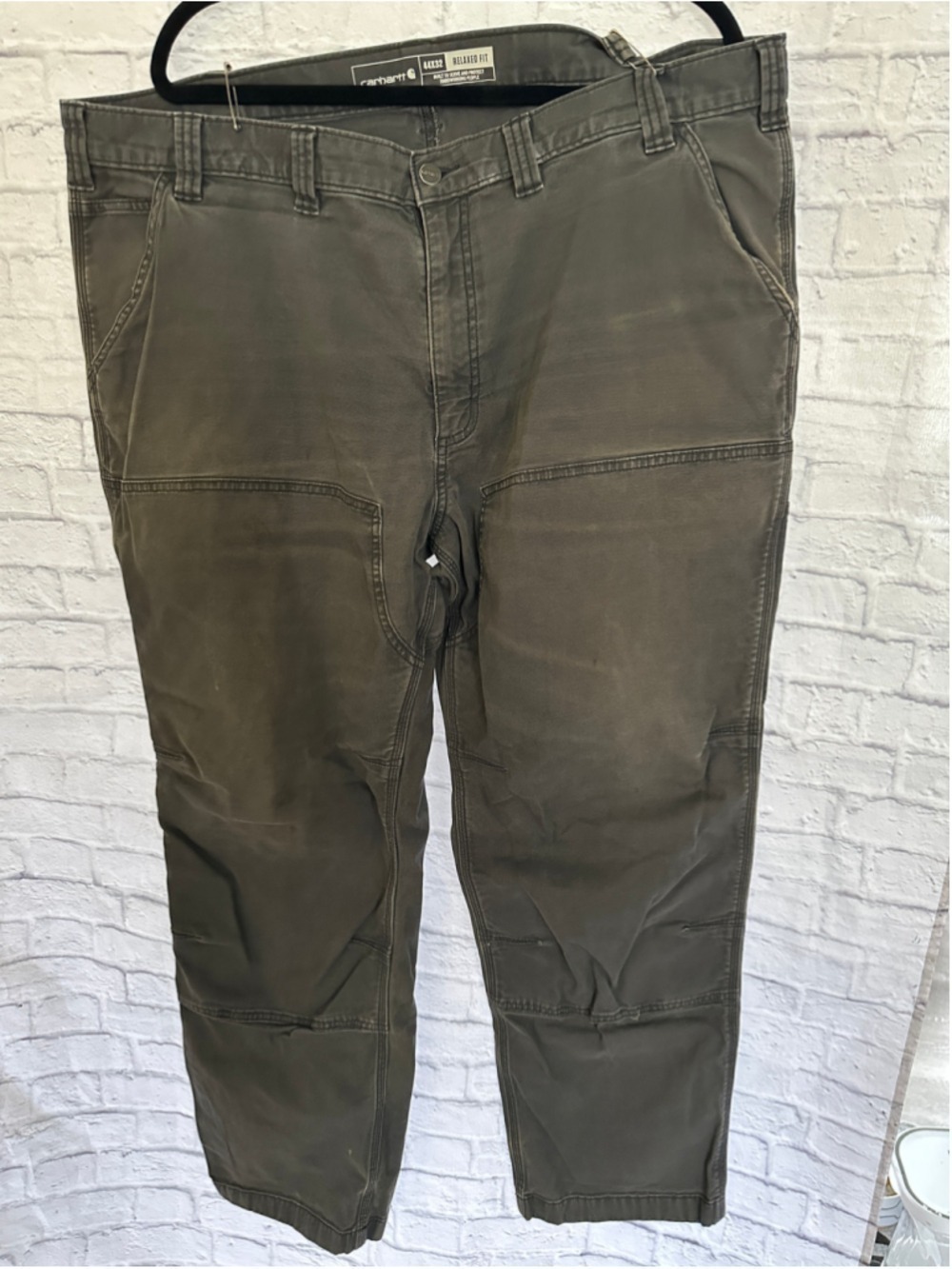 Carhartt Mens 44x32 Double Knee Rigby Pants Gray Workwear Gorpcore Utility - Picture 2 of 8